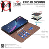 For Samsung Galaxy A55 5G Splicing Color Hollow Flower Pattern RFID Leather Phone Case(Brown)