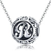 S925 Sterling Silver 26 English Letter Beads DIY Bracelet Necklace Accessories, Style:R