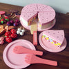 Wooden Strawberry Double-Layer Birthday Cake Children Educational Role-Playing Toy(Pink)