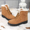 Ladies Cotton Shoes Plus Velvet Snow Boots, Size:38(Khaki)