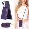 For Samsung Galaxy S21+ 5G Cross-body Zipper Square TPU+PU Back Cover Case with Holder & Card Slots & Wallet & Strap(Purple)