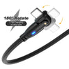 ENKAY 180 Degrees Rotating USB to 8 Pin Charging Data Cable with LED Light, Length:2m(Black)