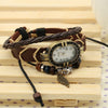 W01350 Vintage Braided Leather Leaf Bracelet Watch(Brown)