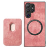 For Samsung Galaxy S25 Ultra 5G Retro Leather Card Bag Magnetic Phone Case(Pink)