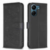 For Xiaomi Redmi 13C Four-leaf Embossed Leather Phone Case(Black)