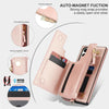 For Samsung Galaxy S23 Ultra 5G Double Flap Zipper RFID Leather Phone Case with Short Lanyard(Rose Gold)