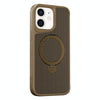For iPhone 11 Carbon Fiber Texture 360 MagSafe Holder Phone Case(Desert Gold)