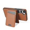 For Samsung Galaxy S23 5G Skin Feel Detachable Card Bag Magsafe Phone Case(Brown)
