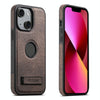 For iPhone 13 Suteni G2 Holder Denim Leather Back MagSafe Phone Case(Brown)