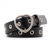 3PCS Narrow Thin Leather Silver Metal Heart Buckle Belts for Women, Belt Length:105cm(WHITE)