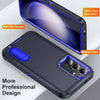 For Samsung Galaxy S24 / S25 5G Rugged PC Hybrid Silicone Phone Case with Holder(Dark Blue+Royal Blue)