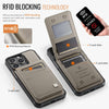 For iPhone 15 Pro AutSpace A12 MagSafe Magnetic RFID Card Bag Phone Case(Khaki)