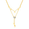 OPK GX2438 Stainless Steel Stacked Tassel Heart Pendant Necklace(Gold)