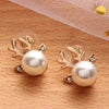 2 Pairs Micro-set Pearl Antler Earrings Deer Head  Earrings Elk Ear Studs(Gold)