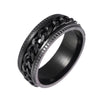 2 PCS Men Stainless Steel Embossed Turnable Chain Rings, Color: Black(13)