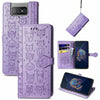 For Asus Zenfone 8 Flip Lovely Cat and Dog Embossing Pattern Horizontal Flip Leather Case , with Holder & Card Slots & Wallet & Cartoon Clasp & Lanyard(Purple)