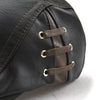 12968 Perforated Strap Design Outdoor All-Match PU Leather Peaked Cap Berets, Size:One Size(Dark Coffee)