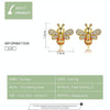 S925 Sterling Silver Earrings Golden Bee Inlaid Zircon Sterling Silver Stud Earrings