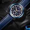 Ochstin 5111B Multifunctional Business Waterproof Luminous Leather Strap Quartz Watch(Rose Gold+Blue)