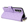 For Samsung Galaxy S25+ 5G Crossbody Rhombic Zipper Tower Buckle Leather Phone Case with Lanyard(Purple)