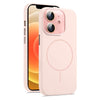 For iPhone 12 AG Fine Hole Liquid Silicone MagSafe Magnetic Phone Case(Pink)