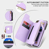 For iPhone 8 Plus / 7 Plus Double Flap Zipper RFID Leather Phone Case with Short Lanyard(Light Purple)