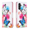 For Samsung Galaxy A56 5G Colored Drawing Pattern Leather Phone Case(Butterflies)
