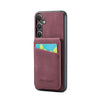 For Samsung Galaxy S25+ 5G Fierre Shann FS-023 Crazy Horse Card Holder Back Cover PU Phone Case(Wine Red)