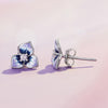 BSE860 Sterling Silver S925 White Gold Plated Zircon Pansy Stud Earrings