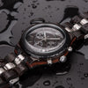 D21 Men Wooden Strap Stainless Steel Luminous Waterproof Watch(Black)