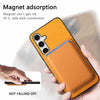 For Samsung Galaxy S24 FE 5G Retro Magsafe Card Bag PU Back Cover Phone Case(Yellow)