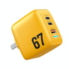 WK WP-U141 67W USB+Double USB-C / Type-C GaN Charger, Plug:CN Plug(Yellow)