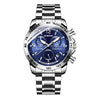 OCHSTIN 6123B Multifunctional Quartz Waterproof Luminous Steel Strap Men Watch(Silver Blue)