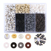 6 Grids / Box Soft Pottery Beading Set DIY Bracelet Necklace Making(Black)