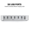 008 Multi-function DC5V/10A (Max) Output 6 Ports USB Detachable Charging Station Smart Charger(Silver)