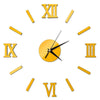 Modern DIY Indoor Roman Wall Clock Mirror Effect 3D Wall Sticker(Gold)