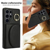For Samsung Galaxy S25 Ultra 5G Ring Holder Card Bag Skin Feel Phone Case(Black)
