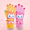 Cartoon Cat Pattern Girls Cute Cotton Gloves Children Ski Windproof and Warm Gloves Non-Slip and Waterproof Riding Gloves, Size: S(Yellow)