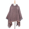 Spring Autumn Winter Checkered Pattern Hooded Cloak Shawl Scarf, Length (CM): 135cm(DP3-05 Brown)
