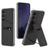 For Samsung Galaxy S25 5G GKK Rotor Bracket Recessed Card Bag Full Coverage Phone Case(Carbon Fibre Texture)