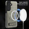 For Samsung Galaxy S23 5G Multi-function Holder MagSafe PU Phone Case(Titanium Gray)