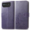 For Asus ROG Phone 6 Four-leaf Clasp Embossed Buckle Leather Phone Case(Purple)