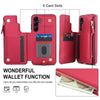For Samsung Galaxy S24 5G Double Flap Zipper RFID Leather Phone Case with Short Lanyard(Red)