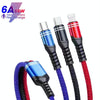 XJ-78 66W 6A 3 in 1 USB to 8 Pin + Type-C + Micro USB Super Flash Charging Cable, Length: 1.2m(Colour)