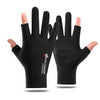 Cycling Thin Sunscreen UV Protection Mesh Breathable Ice Silk Two-finger Gloves(Black)