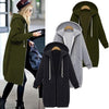 Women Hooded Long Sleeved Sweater In The Long Coat, Size:S(Black)