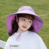 1039 Summer Children Fisherman Hat Large Brim Shawl Sun Hat(Purple)