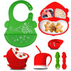 7-in-1 Silicone Children Tableware Set Christmas Gift(Green)