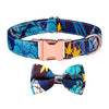 Rose Gold Buckle Dog Collar, Blue Snake, S (28-40cm)