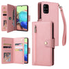 For Samsung Galaxy A71 5G Rivet Buckle 9 Cards Three Fold Leather Phone Case(Rose Gold)